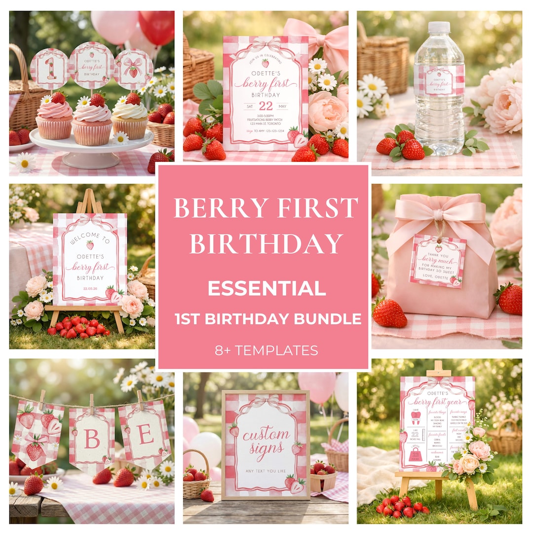 Berry First Birthday Bundle, Strawberry First Birthday Party Decor ...