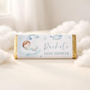 A Little Piece Of Heaven Chocolate Bar Wrapper Boy, Heaven Sent Baby Shower Candy Bar Wrapper, On Cloud Nine Shower Favor Printable, sb171