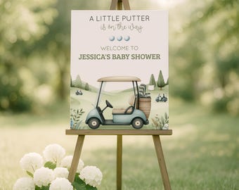 Golf Themed Baby Shower Welcome Sign, Little Putter on the Way Welcome Sign, Golf  Par Tee Poster, Boy Baby Shower Digital Decor Golf, sb118