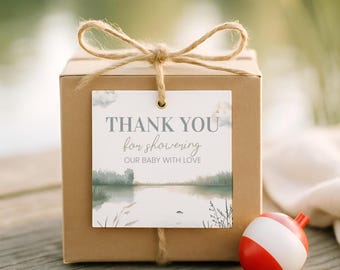 Fishing Baby Shower Tag, Little Fisherman on the Way Thank You Cards, Fish Thank You Tags, Printable Gift Tag Template Download, sb130