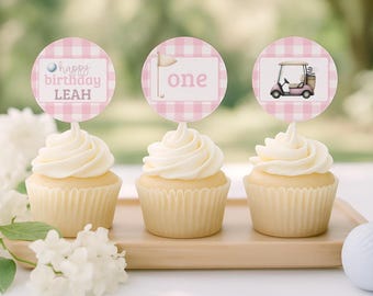 Golf Cupcake Toppers Printable, Girls Golf Birthday Party Cupcake Topper, Cupcake Toppers Golf Theme, Printable Instant Download, sb118