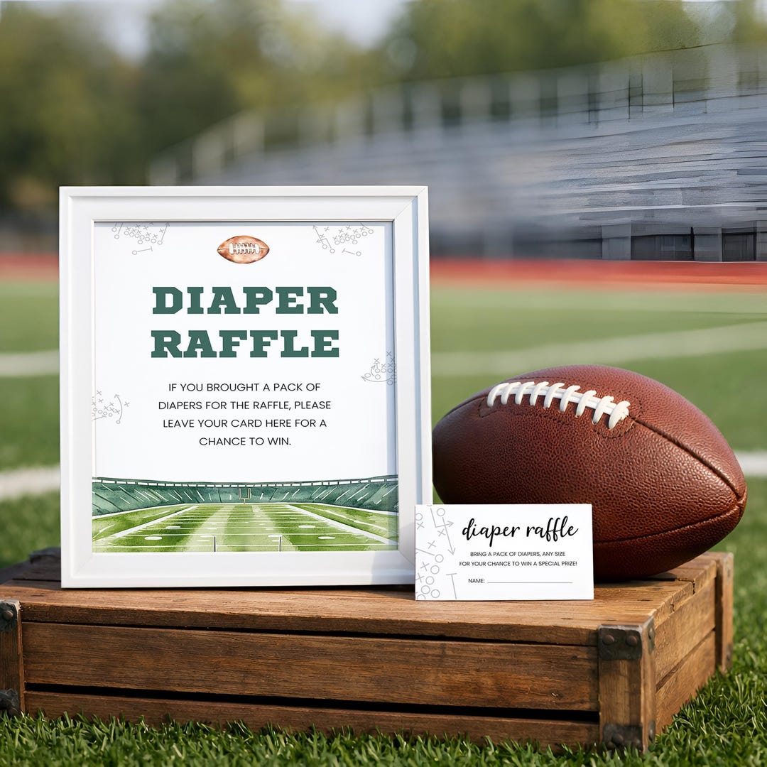Football Toss Raffle Football Diaper Raffle, Football Baby Shower Diaper Raffle Card, Sports ...