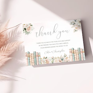 New Chapter Baby Shower Thank You Card, Book Theme Baby Shower, Storybook Baby Shower Printable, Editable Template, Instant Download, sb125