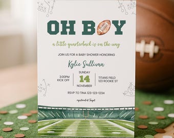 Football Theme Baby Shower Invite, Football Baby Shower Invites Boy, Football Tailgate Baby Shower Invitations, Editable Template, sb157