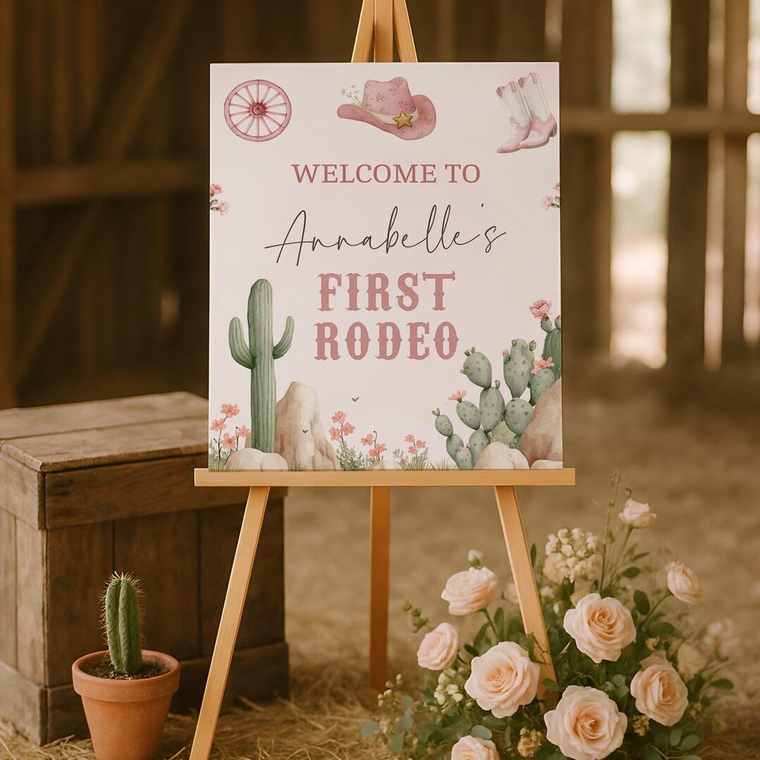 My First Rodeo Sign Post My First Rodeo Welcome Sign, First Rodeo Birthday Girl Welcome Sign ...