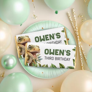 Dinosaur Theme Chocolate Bar Wrapper, Dino Birthday Party Favors, Printable Candy Bar Template, Custom Kids Loot Bag, Instant Download sb104