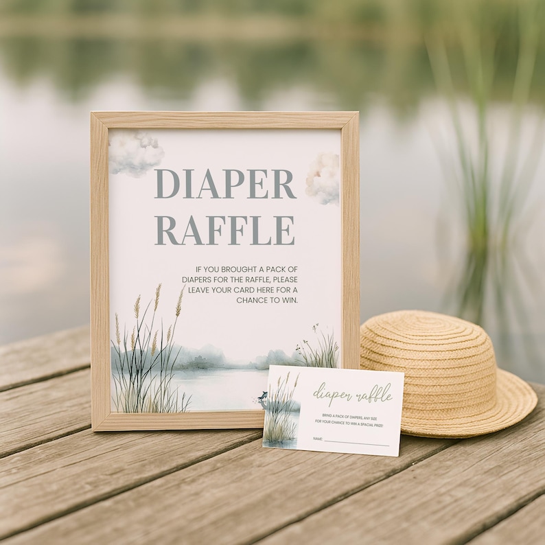 Fish Theme Raffle Box Fishing Theme Baby Shower, Little Fisherman Diaper Raffle Sign, Diaper ...