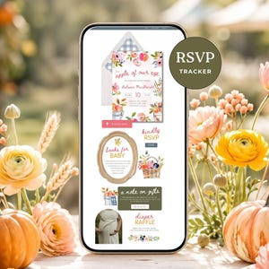 Invitación para sitio web de baby shower "Apple of Our Eye", invitación digital de huerto agrícola, plantilla de jardín de cosecha, descarga digital rústica de otoño, sb209