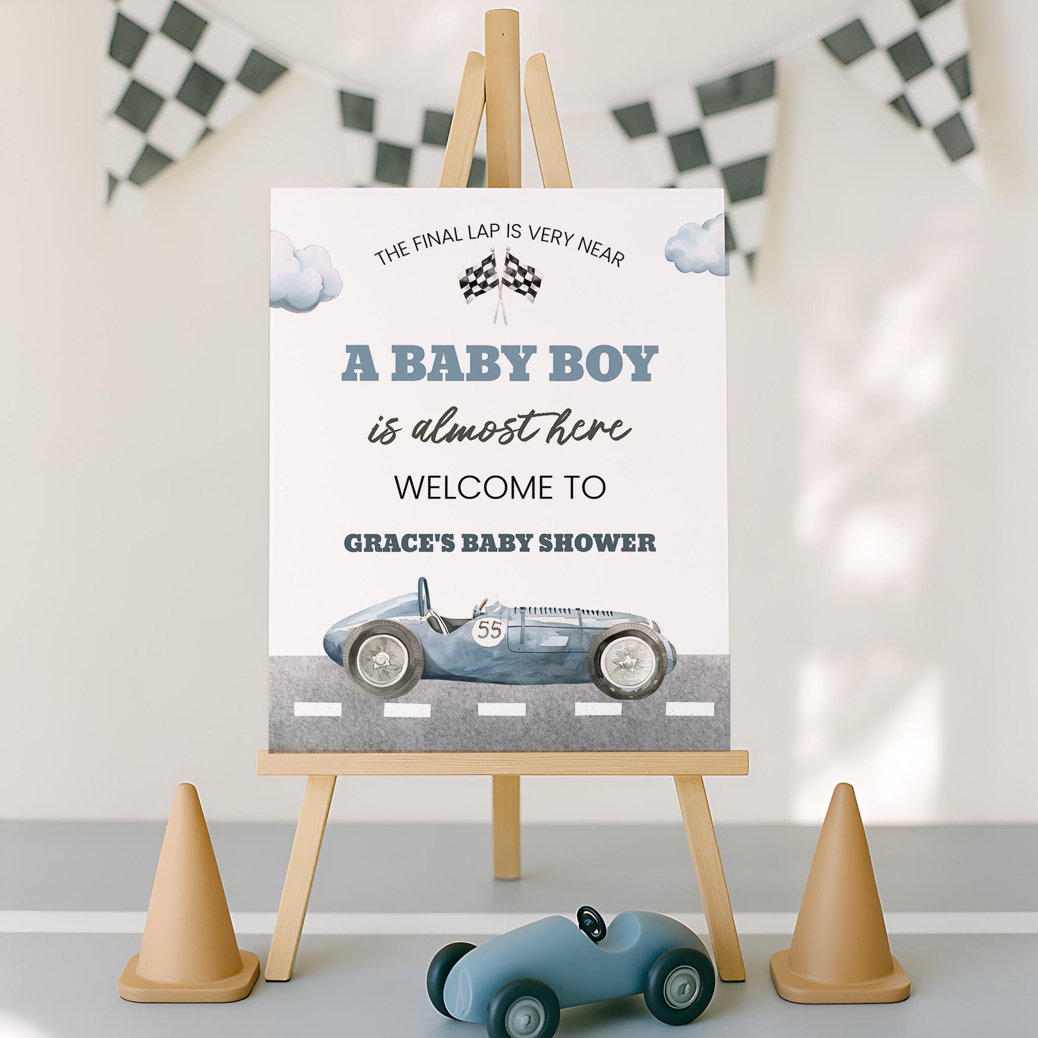 Racecar Baby Shower Welcome Sign Printable, Baby Boy Racing Theme ...