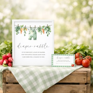 Locally Grown Diaper Raffle, Farmers Market Baby Shower Game, Little Sprout Garden Diaper Raffle Ticket, Printable Shower Activity, sb176