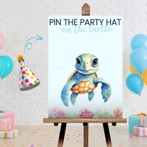 Under the Sea Party Game Printable, Pin the Tail Party Game, Turtle Birthday Party Activity, Printable Template, Instant Download sb103