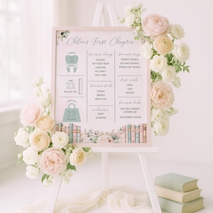 First Chapter Birthday Decor, One For The Books Sign, Book Theme Milestone Board, 1st Birthday Editable Sign Template Printable, sb125