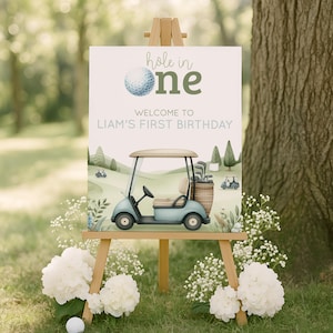 First Birthday Welcome Sign Golf, Hole In One Birthday Welcome Sign, Golf 1st Birthday Welcome, Boys Par Tee Poster, Instant Download sb118
