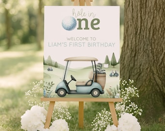 First Birthday Welcome Sign Golf, Hole In One Birthday Welcome Sign, Golf 1st Birthday Welcome, Boys Par Tee Poster, Instant Download sb118