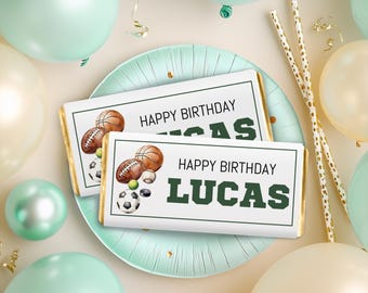 Sports Chocolate Wrapper Template, Editable Candy Bar Wrapper for Birthday Party Favors, All Star Party Decor, Custom Boys Loot Bag, sb127