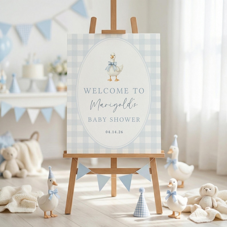 Silly Goose Baby Shower Welcome Sign Boy, A New Silly Goose Is Almost Loose Sign, Goose Baby Shower Decorations Printable Template, sb180 画像 3