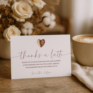 Coffee Baby Shower Thank You Card Printable, A Baby Is Brewing Thank You Note, Coffee Theme Baby Shower Card, Neutral Baby Shower, sb165