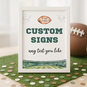 First Down Birthday Sign Printable, Football Custom Table Signs, Football Theme Baby Shower Decorations, Game Day Party Digital Decor, sb157