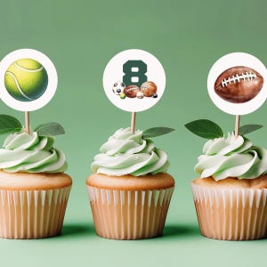 Custom Cupcake Toppers Sports Theme, Printable Sports Cupcake Toppers, All Star Printable Decoration, Printable Instant Download, sb127
