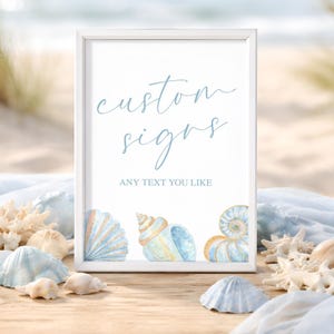 Sea You Soon Baby Shower Table Sign, Nautical Decorations Printable, Ocean Theme Custom Baby Shower Sign Boy, Editable Seashell Decor, sb182