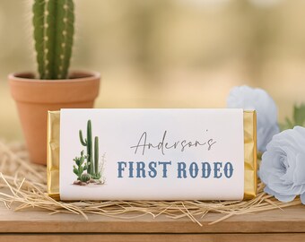 Western Chocolate Bar Wrappers, My First Rodeo Treats, Cowboy Birthday Party Candy Wrapper Printable, Loot Bag Favor Printables, sb169