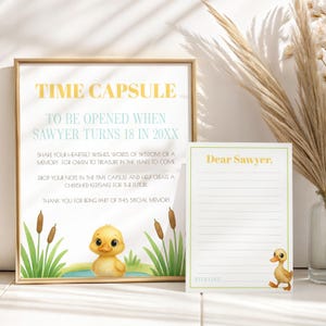 One Lucky Duck Time Capsule, Editable First Birthday Party Decor, Duck Theme Printable Birthday Templates, Duck Party Digital Decor, sb134