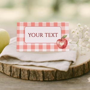 Apple of Our Eye Buffet Card, Thanksgiving Editable Food Label, Apple Baby Shower or Birthday Decor, Editable Place Card Template, sb144
