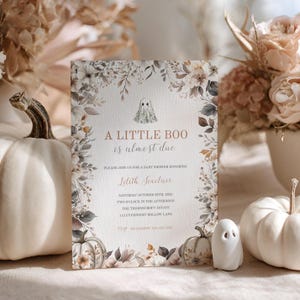 A Little Boo is Almost Due Baby Shower Invitations, Halloween Baby Shower Invite Template, Boho Fall Baby Shower, Instant Download sb140 image 1