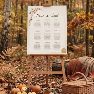 Fall Cottagecore Baby Shower Seating Chart, Woodland Animal Seating Plan, Autumn Shower Sign Gender Neutral, Coquette Gingham Template sb212