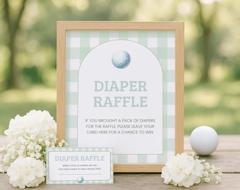 Golf Theme Baby Shower, Golf Diaper Raffle Sign, Golfing Diaper Raffle Tickets, Little Putter Baby Shower, Baby Boy Editable Template, sb118