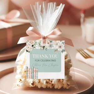 Thank You Tag Book Theme, New Chapter Baby Shower Favor Tag, Baby Girl Favor Label, Printable Gift Tags, Editable Digital Template, sb125
