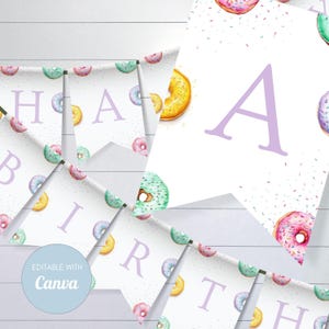 Donut Birthday Banner, Sweet One Party Decorations, Donut Themed Birthday, Custom Garland, Kids Fun Party Supplies, Instant Download, sb105