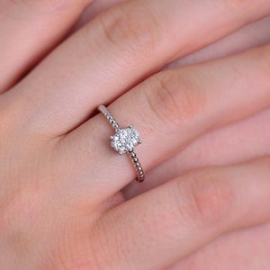 14K Engagement Ring,Coronet Diamond Engagement Ring,Coronet Cluster Ring