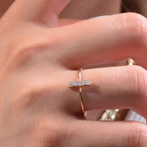 Princess Cluster Ring, 14K Engagement Ring, Prenses Diamond Engagement Ring