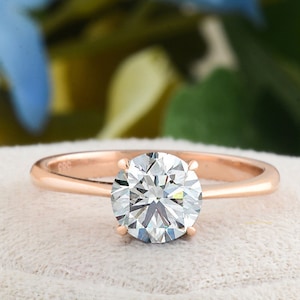 Anel solitário de diamante, aliança de diamante para casamento, anel de compromisso, anel de diamante simples, anel de noivado disponível em ouro