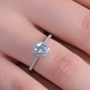 Natural Aquamarine Wedding Ring Engagement Ring Oval Cut, Minimalist Aquamarine Ring, Aquamarine Diamond Unique Ring