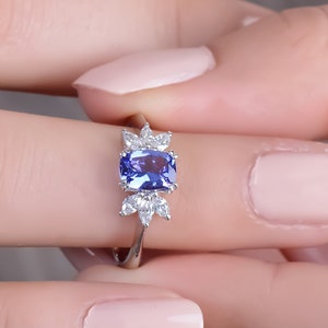Tanzanite Engagement Ring Oval Cut Tanzanite Wedding Ring, Natural Tanzanite & Diamond Ring, Handmade Jewelry