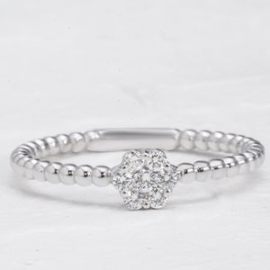 14K Engagement Ring,Coronet Diamond Engagement Ring,Coronet Cluster Ring