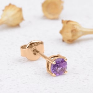 Tanzanite Stud Earrings, 14K Rose Gold Natural Tanzanite, Minimalist Stud Earrings, Valentines Day Gift, Valentines Day Sale