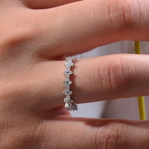 Round Half Eternity Band , Rose Gold Diamond Ring, Anniversary Ring