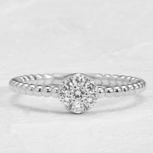 Coronet Cluster Ring ,14K Engagement Ring,Coronet Diamond Engagement Ring