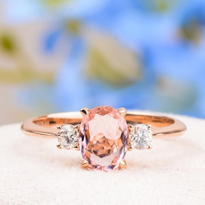 Natural Pink Tourmaline Engagement Ring, Oval Cut Pink Tourmaline Ring, Genuine Natural Tourmaline