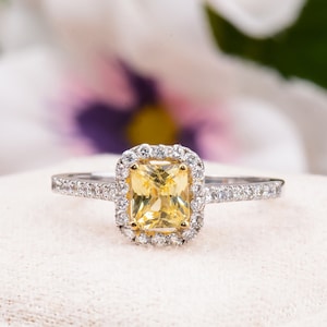 Yellow Sapphire Engagement Ring, Yellow Sapphire Diamond Ring For Women, Dainty Gold Ring, Minimalist Ring