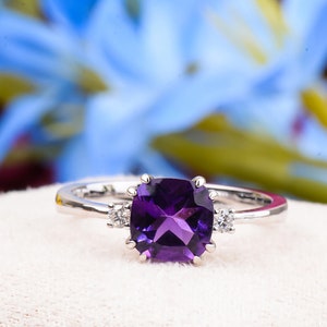 Amethyst Engagement Ring, Amethyst Wedding Ring, Christmas Gift, Purple Amethyst Ring