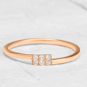 Natural Diamond Ring , Rose Gold Diamond Ring, Anniversary Ring