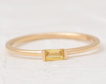 Yellow Sapphire Engagement Ring, Dainty Genuine Yellow Sapphire Ring, 14K Solid Gold Sapphire Ring, Jewelry Gift for Her, Valentine's Day