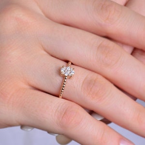 Coronet Diamond Engagement Ring,14K Rose Gold Engagement Ring