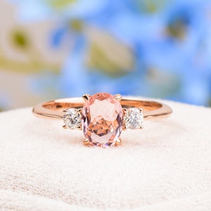 Natural Pink Tourmaline Engagement Ring, Oval Cut Pink Tourmaline Ring, Genuine Natural Tourmaline