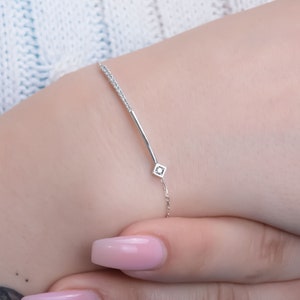 14K Solid Gold Diamond Bracelet, Graduation Gift, Thin Diamond Bracelet For Women, Natural Diamond Charm, Memorial Day