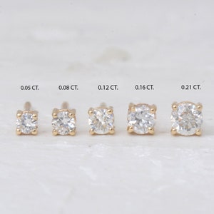 Diamond Earrings, 14K Gold Diamond Stud Earrings, Prong Setting Diamond Studs, Genuine Diamond Stud Earrings, Valentines Day Gift